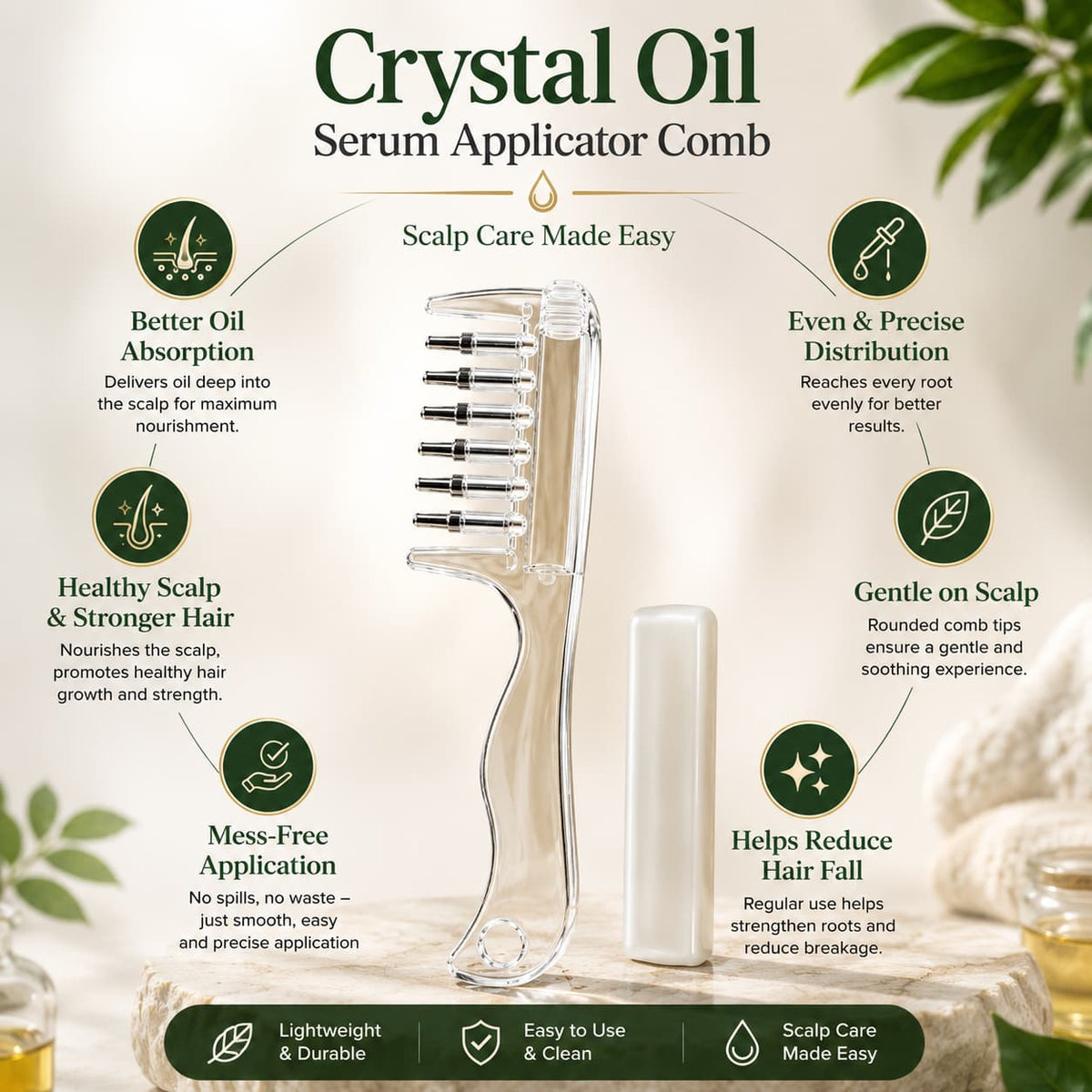 2 in 1 Crystal Oil & Serum Applicator Comb β Mess-Free Scalp Oil Application & Distributor